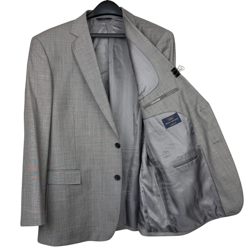 Brooks Brothers Regent Fit Mens 44R 100% Wool Blazer Sport Jacket Heathered Gray